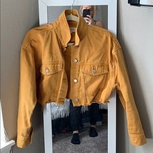 Cropped yellow jean jacket